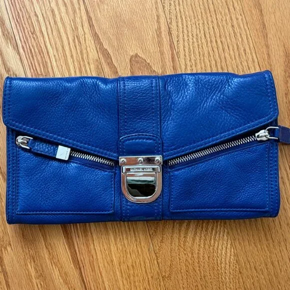 Michael Kors Blue Leather Crossbody Bag/Clutch - Picture 2 of 4
